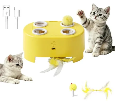 Produktbild von Interaktives Katzenspielzeug, elektrisches Katzenspielzeug mit Federn, 3 Spielmodi, USB-C, für Wohnungskatzen und Mehrkatzenhaushalte