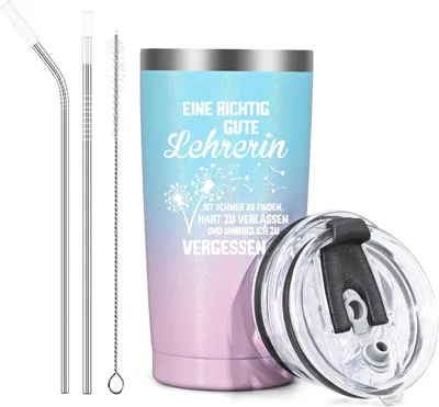 Produktbild von Thermosbecher mit Strohhalm, doppelwandige Vakuumisolierung, 600 ml, für unterwegs