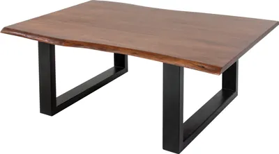 Produktbild von Couchtisch Baumkante massiv Akazie Nussbaum 140 x 75 cm U-Gestell schwarz INSA