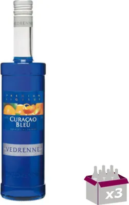 Produktbild von Lot de 3 Vedrenne - Liqueur Curaçao bleu 25° - 70cL