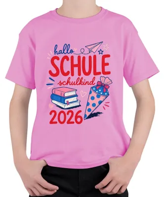 Produktbild von Hallo Schule Schulkind 2026 Einschulung Mädchen Grundschule Kinder T-Shirt, Pink, 116