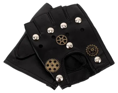 Produktbild von Fingerlose Punk Motorradhandschuhe mit Nieten für Halbfinger