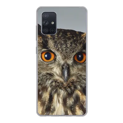 Produktbild von MuchoWow® Handyhülle Schutzhülle Hülle für Samsung Galaxy A51 5G Braune Eule mit hellblauem Hintergrund Silikon Softcase Handy Hülle - Abbildung
