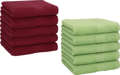 Produktbild von Betz 10 Stück Seiftücher 30x30 cm PREMIUM 100% Baumwolle Farbe: dunkelrot und apfelgrün