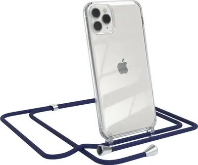Produktbild von EAZY CASE Handykette kompatibel mit Apple iPhone 11 Pro Max, Handyhülle mit Umhängeband, Handykordel, Schutzhülle Clear, Band in Blau