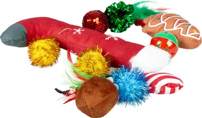 Produktbild von Duvo+ Xmas Geschenktasche mit 10 Katzenspielzeugen