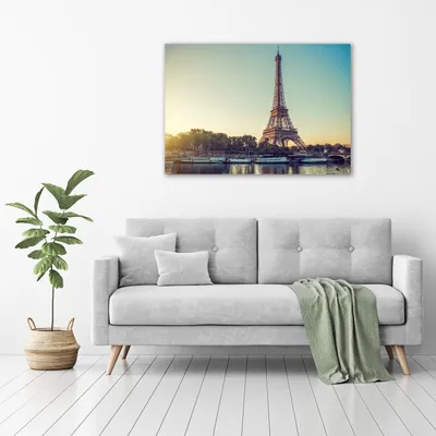 Produktbild von Tulup® Glas-Bild - 100 x 70 - Wandbild aus Glas - Wandkunst - Wandbild hinter gehärtetem Sicherheitsglas - Sehenswürdigkeiten & Architektur - Eiffelturm Paris - Gelb