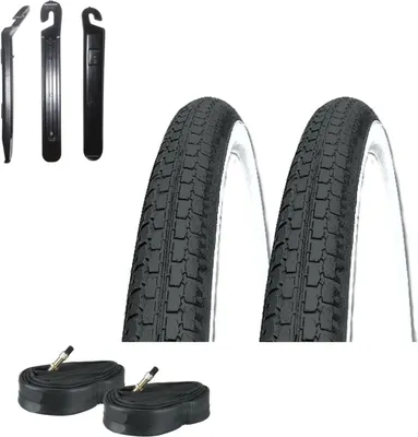 Produktbild von 2 x Kenda Fahrradreifen 28" K-127 Fahrraddecke schwarz/weiß 47-622 (28, x 1.75) + 2 passende Schläuche DV inkl. Reifenheber