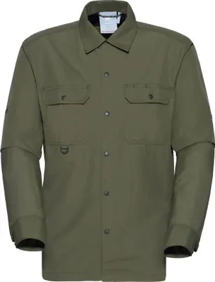 Langarmshirt in Olivgrün von Mammut; Modell Highland Longsleeve Shirt; mit zwei Brusttaschen und Knopfleiste.