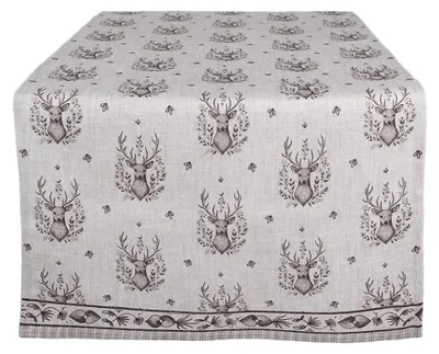 Obrázok produktu pre Clayre & Eef behúň na stôl 50x140 cm béžový bavlnený jeleň