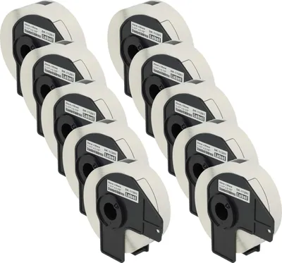 Produktbild von vhbw 10x Rolle mit Halter 400 Etiketten kompatibel mit Brother PT QL500BW, QL-550, QL-560, QL-500, QL-500A, QL500BS Drucker - 29mm x 90mm Weiß