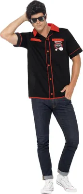 Obrázek produktu pro Smiffys - Pánské/dámské tričko "50s Bowling" Uni SM888 (M) (černá/červená)