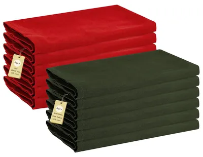 Stoffservietten 12er Set rot/grün 45x45 cm Baumwolle
