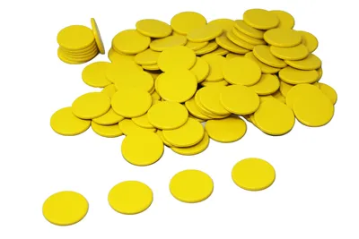 Immagine prodotto di WISSNER Schede di gioco gialle (100 pezzi) in RE-Plastic® | Schede di conteggio Gettoni marcatori ø 25 mm