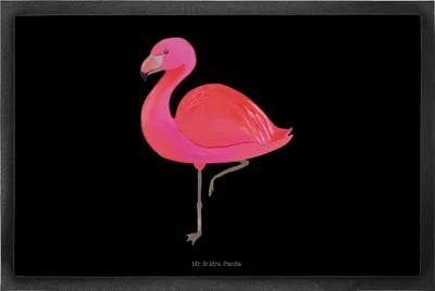 Produktbild von Mr. & Mrs. Panda fußmatte Flamingo Classic 50 x 75 cm - Schwarz - Geschenk, Geschwister, Bodenvorleger, Rosa, Prächtig, Außenseiter, Fußabtreter, Ich, Spruch, Gummimatte