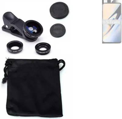 Produktbild von K-S-Trade Smartphone Kamera Linsen Set Kompatibel mit OnePlus 7 3in1 Clip-On Kamera Adapter Macro Weitwinkel FishEye Fischauge Objektiv Linse