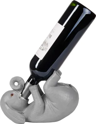 Image de BRUBAKER Porte-bouteille à vin éléphant assoiffé - Porte-bouteille Animaux ivres - Porte-bouteille drôle - Décoration Figurine peinte à la main Bar Accessoires à vin pour bar à vin - Décoration amusante - Cadeau à vin
