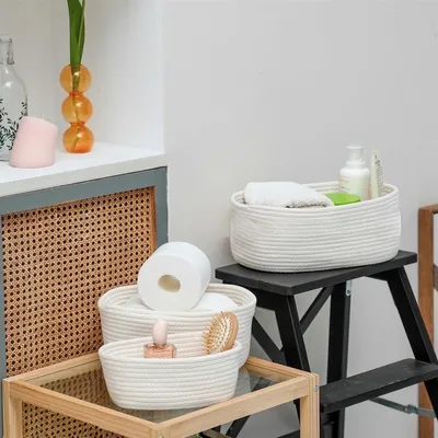 Produktbild von RHP 3-teiliges Aufbewahrungskorb-Set I Aufbewahrungsbox Organizer Kiste Box Korb Weiß