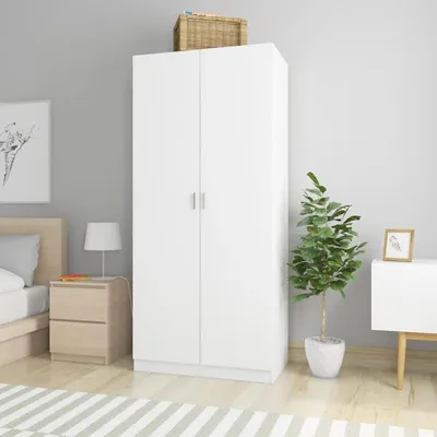 Image de Armoire – Rangement pour chambre – Rangement de vêtements – Grand compartiment avec barre – 90 x 52 x 200 cm – Blanc
