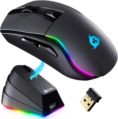 Produktbild von Gaming Maus mit RGB und Ladestation - Hochpräziser Sensor und langlebiger Akku - Bis zu 6000 DPI - Kabel- und Wireless Mouse für PC