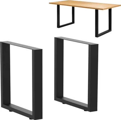 Image de DanDiBo 2x Pieds de table Métal Noir 72 x 70 cm Piètement de table Réglable en hauteur 96661 Pieds de table Pieds de meubles Patins de table Pieds de table de salle à manger