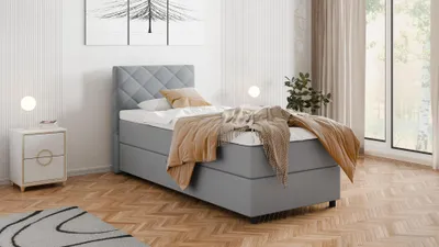 Produktbild von BOXSPRINGBETT Diamaro 90x200 cm mit Bettkasten und Topper - Hellgrau