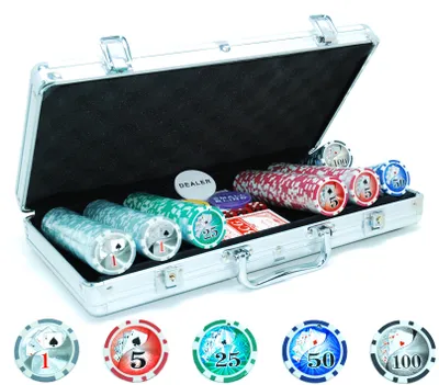Immagine prodotto di Valigetta da poker con 300 fiches e accessori in valigetta di alluminio