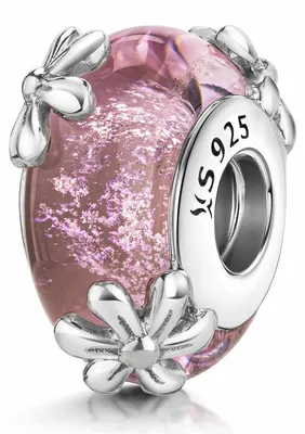 Produktbild von MATERIA by Matthias Wagner 925 Silber Bead Blumen und rosa Glaskern 27