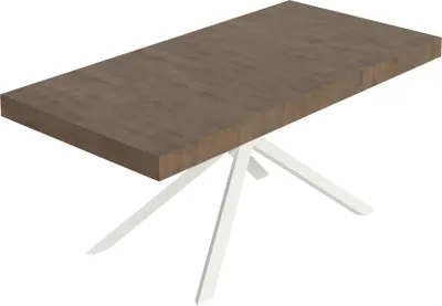 Produktbild von Niket ausziehbarer Tisch aus Walnussholz 200/304x90 cm mit weißen Beinen