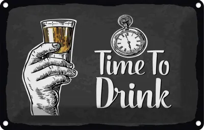 Produktbild von vianmo Blechschild 12x18 cm Alkohol Time to Drink