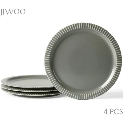 Produktbild von Teller Set 4-teiliges Ø25,3 cm Keramik Pastateller Dessertteller Flachteller set für 4 Personen, Matt-Glasur mikrowellen- & spülmaschinenfest