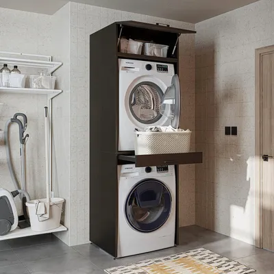 Immagine prodotto di Mobile lavatrice Roomart per asciugatrice e lavatrice, in 3 colori, con ripiano estraibile - Bianco - Quercia - Quercia nera