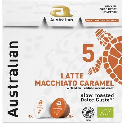 Obrázek produktu pro Australské Dolce Gusto Macchiato karamelové kapsle 148 g, intenzivní karamelová chuť