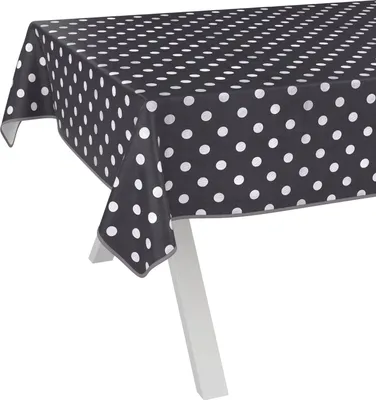 Produktbild von Tischdecke Gepuntet Punkte Grau 160x140cm mit Band-Kante Wachstuch abwaschbar