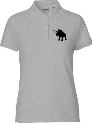 Produktbild von Huuraa Damen Polo Shirt Triceratops Dinosaurier XS Sport Grey Bio Baumwolle Fairtrade Poloshirt Geschenkidee