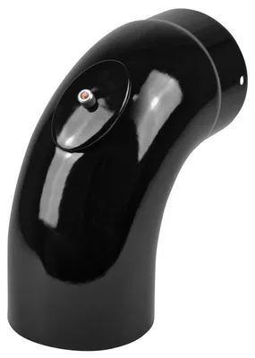 Produktbild von Raik Rauchrohrbogen / Ofenrohrbogen Emaille 130mm - 90° Bogen glatt Schwarz mit Reinigungsöffnung
