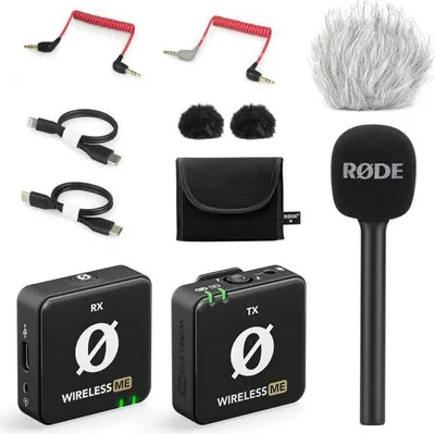 Immagine prodotto di Rode Wireless ME con Interview GO e parabrezza