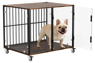 Produktbild von Hundekäfig, Doppeltüren, Tragbares Design, Schwarz