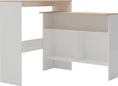 Obrázok produktu pre vidaXL Barový stôl s 2 doskami bielej a dubovej farby 130x40x120 cm