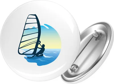 Produktbild von Huuraa Button Windsurfer Surfen 25mm rund mit Sicherheitsnadel Ansteckbutton Geschenkidee