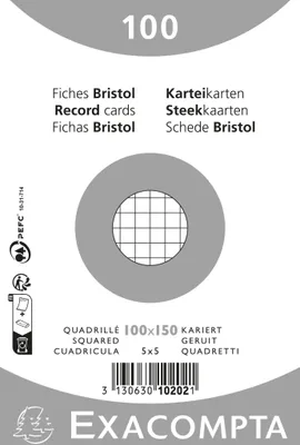 Produktbild von Exacompta 20x Karteikarten 100x150 kariert 100St - Weiß - 10202E