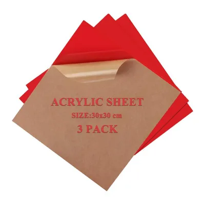 Produktbild von ATOMSTACK Acrylglas Platte Farbig 3mm, 3 Stück Kunststoffplatte, 30cm x 30cm Acrylplatten für Lasergravierte Schilder, Modellbau, Displays, Rot