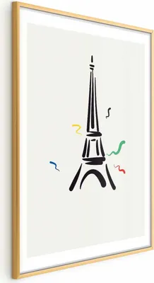 Produktbild von Posterpapier Poster - Black Illustration of the Eiffel Tower on a Light Background 21x30 cm Abstrakt i-B-10059-ao-a