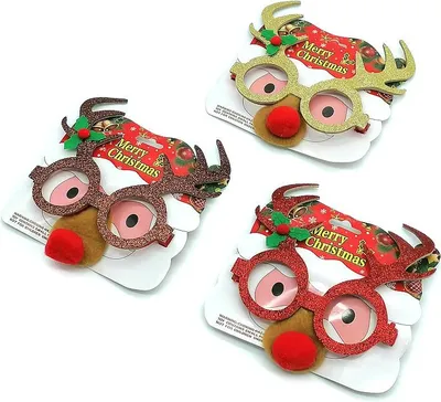 Zdjęcie produktu dla Maska Okulary Brokat Renifer 17X16Cm 12Szt