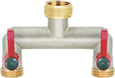 Produktbild von Wasserverteiler Messing verchromt Kugelhähne 2-fach Anschluss