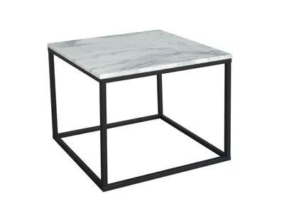 Zdjęcie produktu dla SIT Möbel kwadratowy stolik kawowy | blat marmurowy biały | rama metalowa czarna | szer. 60 x gł. 60 x wys. 50 cm | 01053-30 | seria THIS & THAT