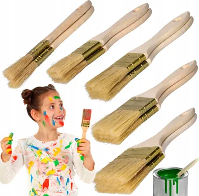 Image de Jeu de brosses plates 12, 25, 36, 50, 63 mm POLISH Pinceaux de peinture 10 pcs