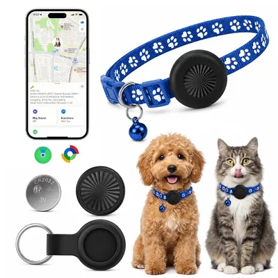 GPS-Halsband für Katzen und Hunde, Standortverlauf, iOS/Android (Blau)