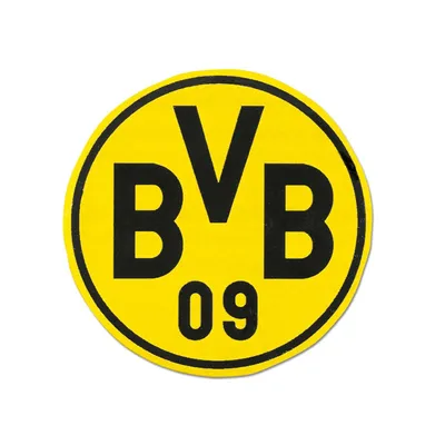Produktbild von Runder gelber Artikel mit schwarzem BVB 09-Logo, Ø ca. 4 cm