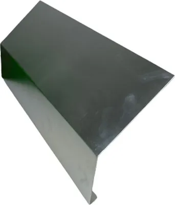 A metal flashing piece, likely for roofing or construction, is shown against a white background.